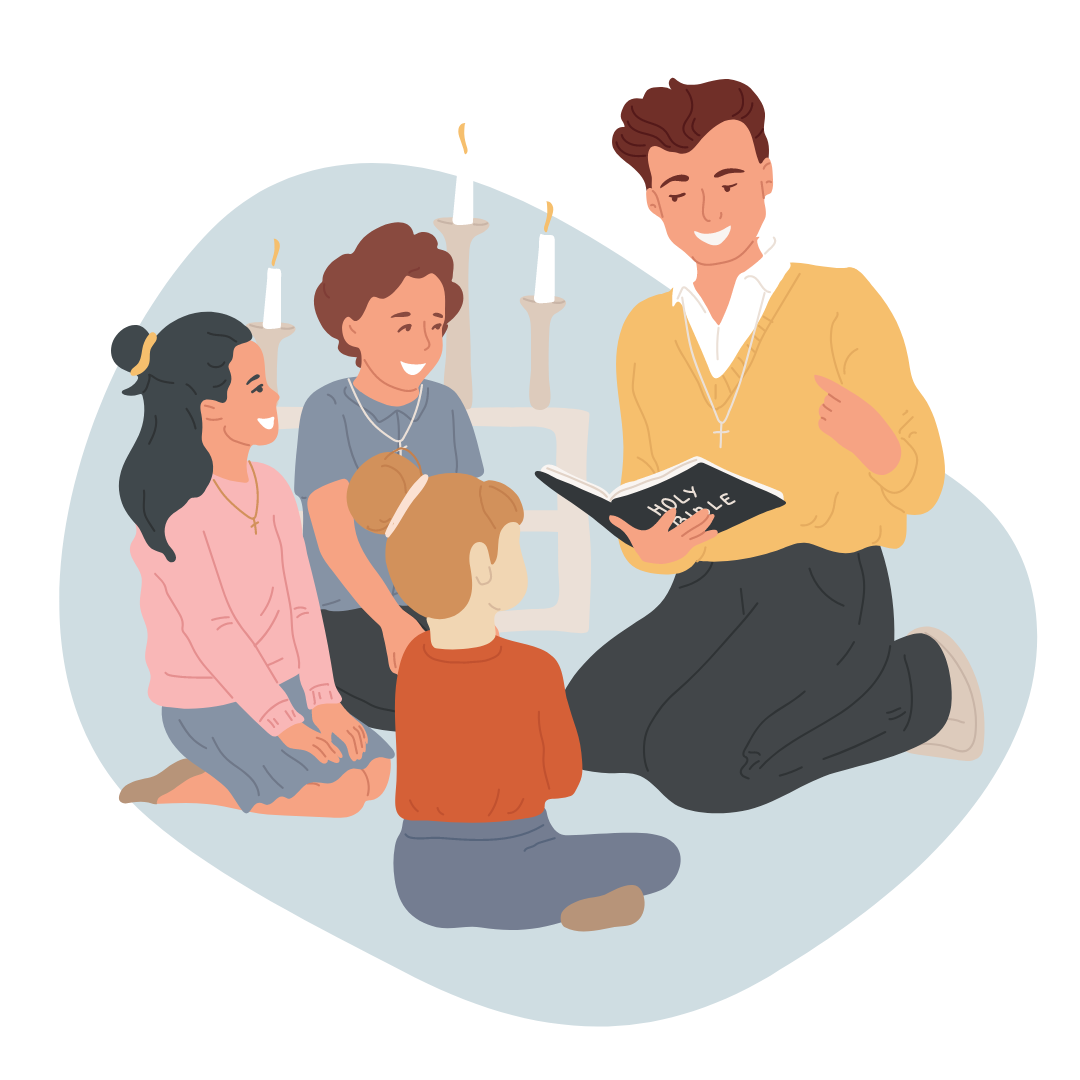 family reading the Bible